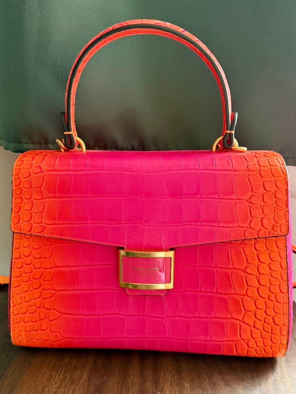 Kate Spade Katy Ombre Croc Embossed Bag Wild Raspberry